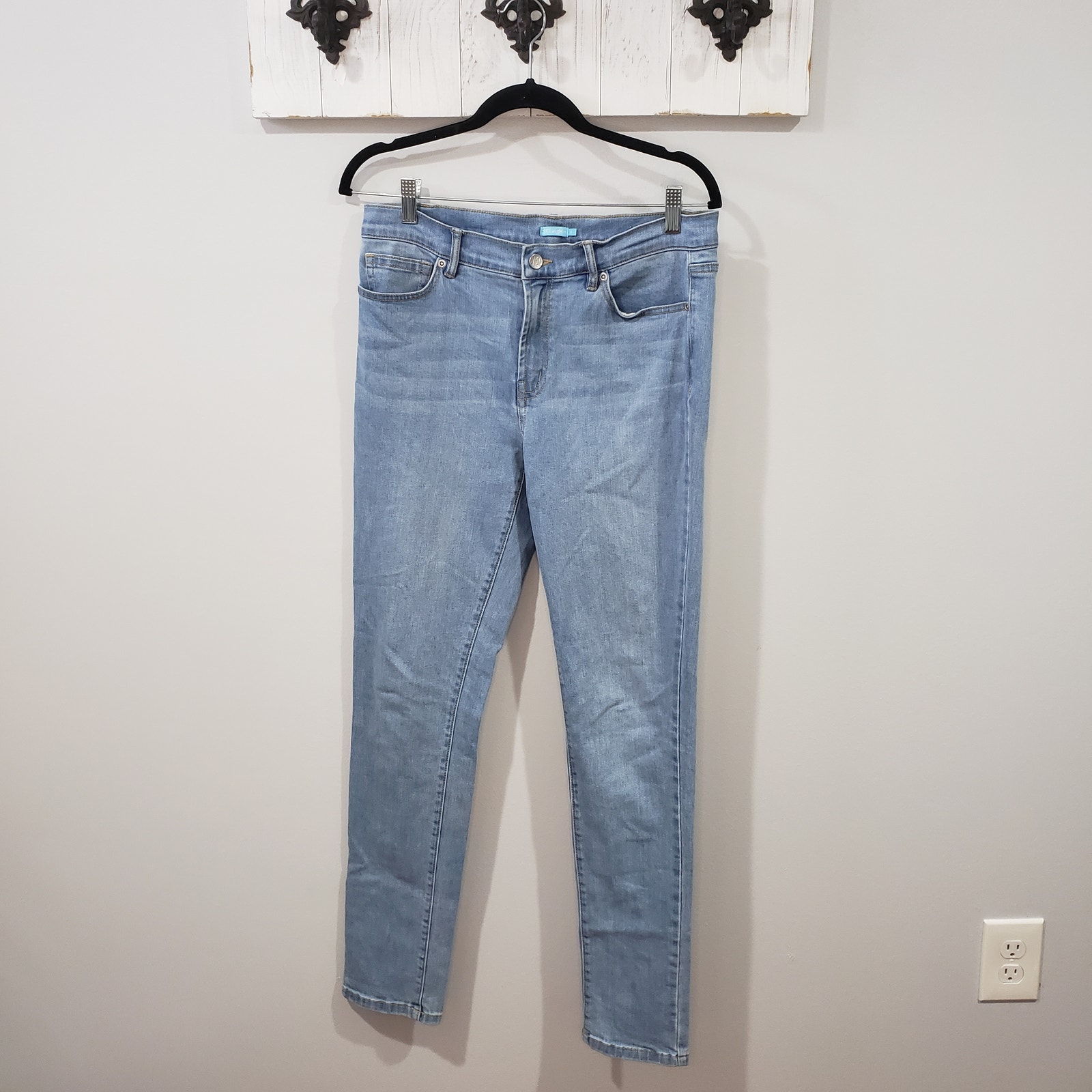 J Mclaughlin Light Wash Straight Leg Jeans Womens Size 8 Stretch Summer Coastal